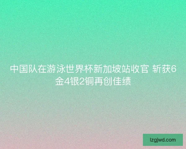 中国队在游泳世界杯新加坡站收官 斩获6金4银2铜再创佳绩