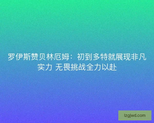 罗伊斯赞贝林厄姆：初到多特就展现非凡实力 无畏挑战全力以赴
